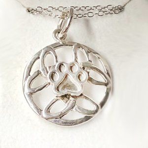 Sterling Silver Triple Triquetra Pendant w/Sterling Puppy Paw.